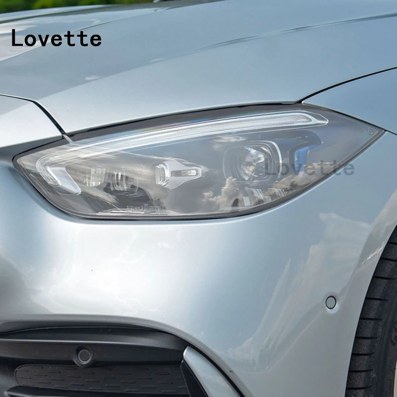 

For Benz C Class 2022-Present Car Headlight Protective Film Headlamp Transparent Black TPU Sticker