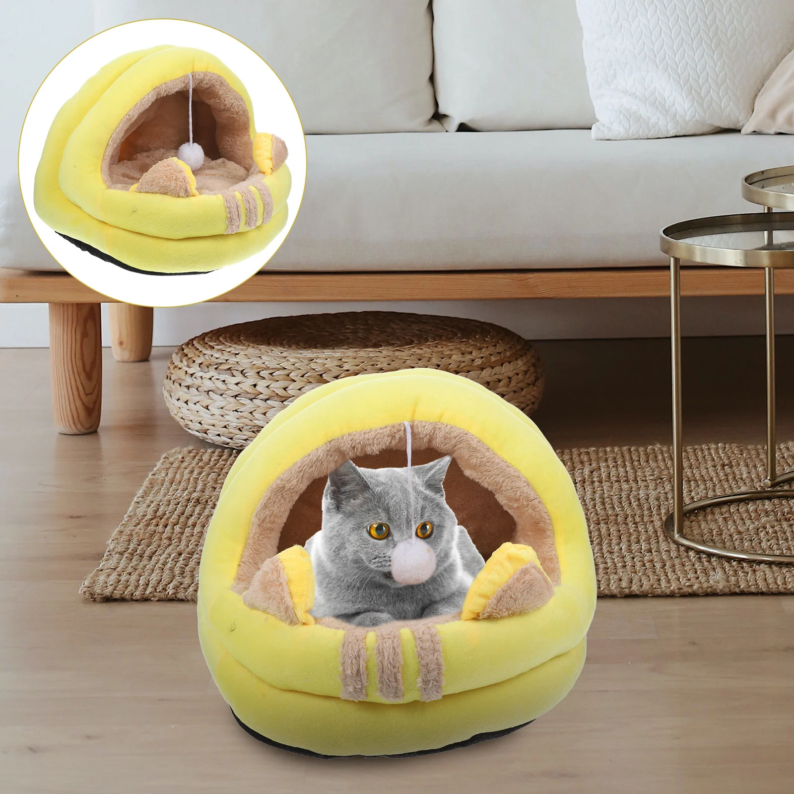 

Bed Cat Pet House Sleeping Warm Kitten Shelter Animal Guinea Hamster Hut Indoor Cushion Puppy Tent Covered Cave Plush Place