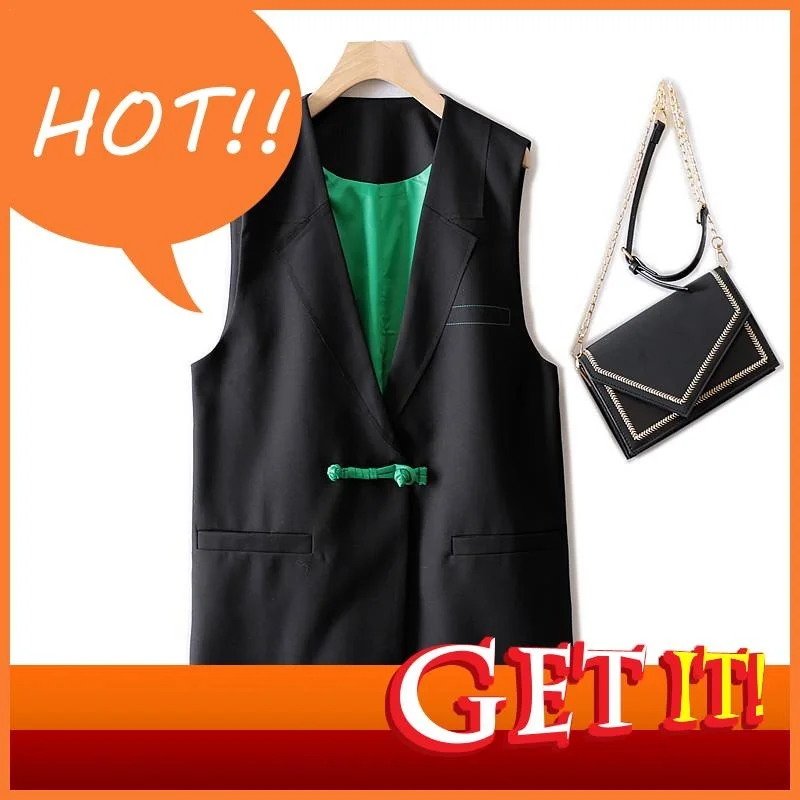 

Женская куртка SAMGPILEE 2023, Женская куртка без рукавов средней и искусственной кожи с костюмным воротником на пуговицах и жилетами с необработ...