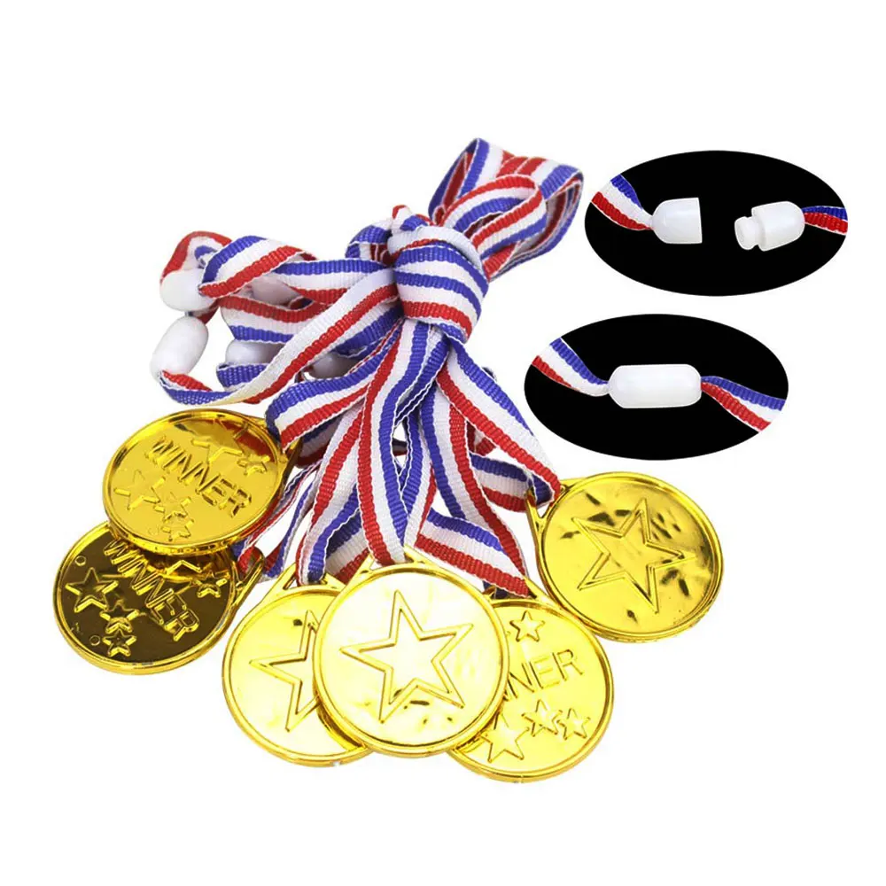 

50 PCS Party Favors Children's Gold Plastic Sport Winner Award Medals School Competition Class Rewards Pinata Fillers Carnival