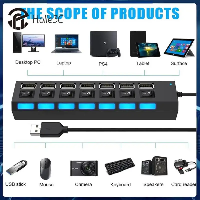 

Plug And Play For Audio System 4-port/7-port Splitter For U Disk Usb 2.0 Hub For Laptop For Pc Computer Laptop Accessories