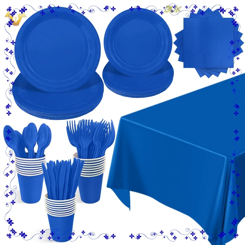 Утолщенные темно-синие тематические салфетки для вечеринок бумажные лотки