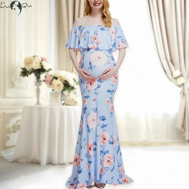 

Женские платья с открытыми плечами и оборками для беременных Макси-платье для фотосъемки реквизит одежда элегантный наряд Детский душ