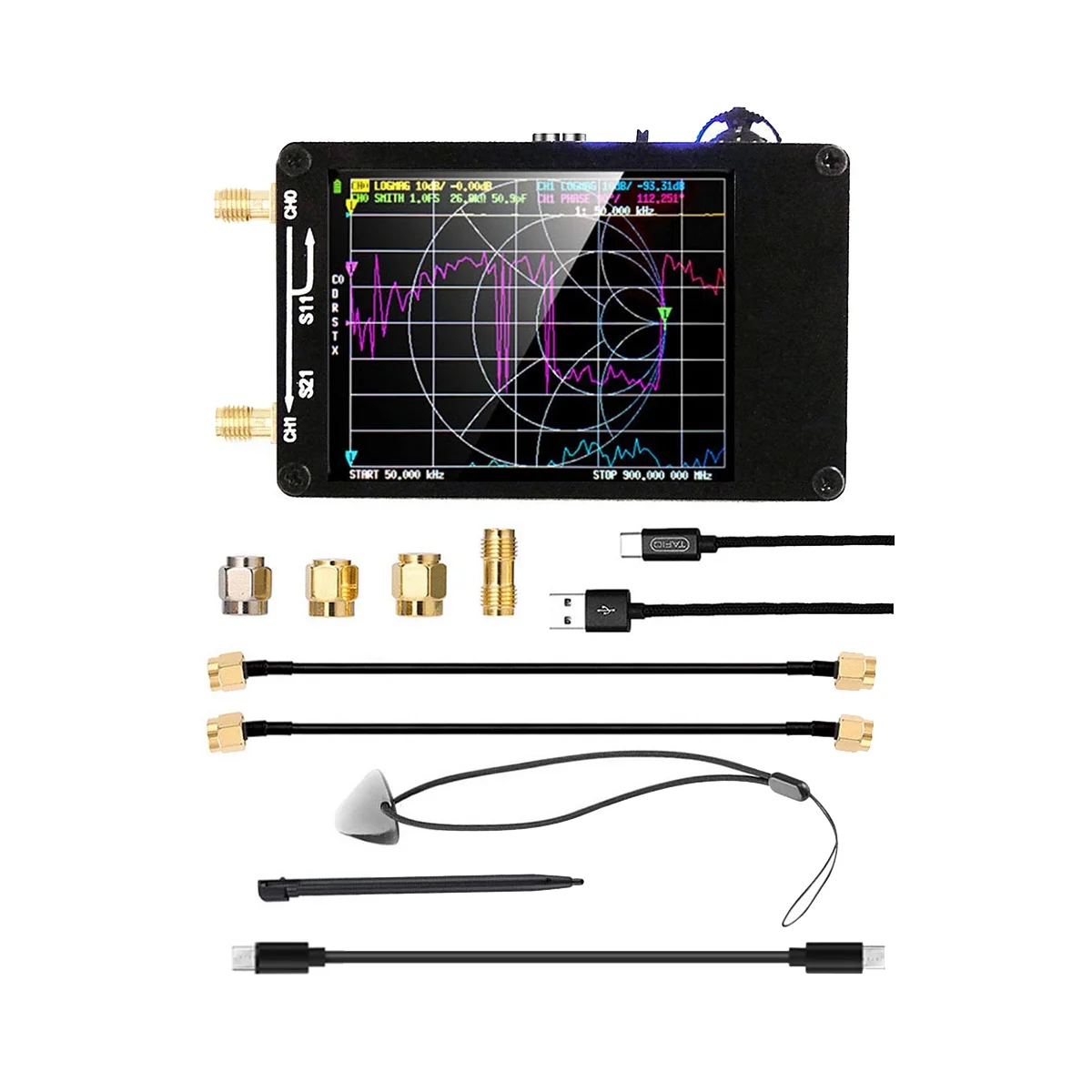 Векторный анализатор сетевой антенны NanoVNA-H 10 кГц-1 5 ГГц MF HF VHF UHF со слотом для