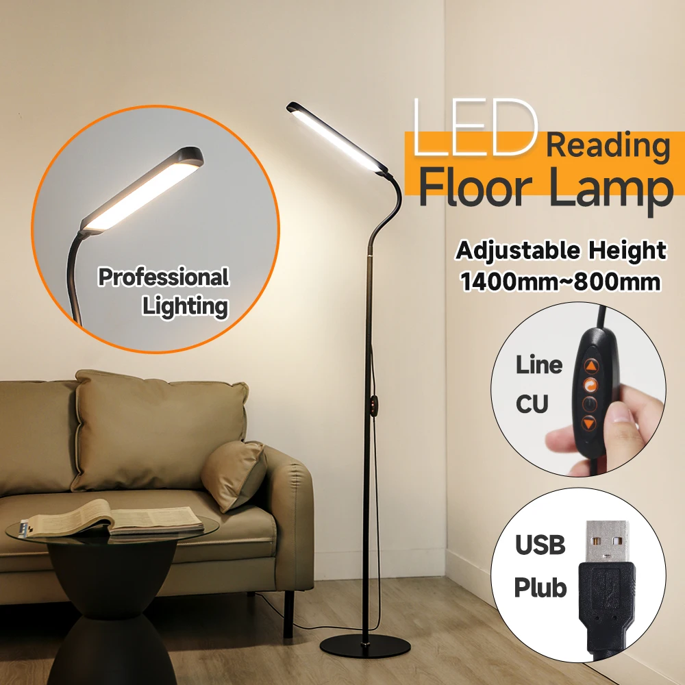 

LUCKYLED Led Standing Lamp Color Temperature Brightness Dimming Floor Lamp Living room Bedroom Stand lamp 5V 12V USB Plug