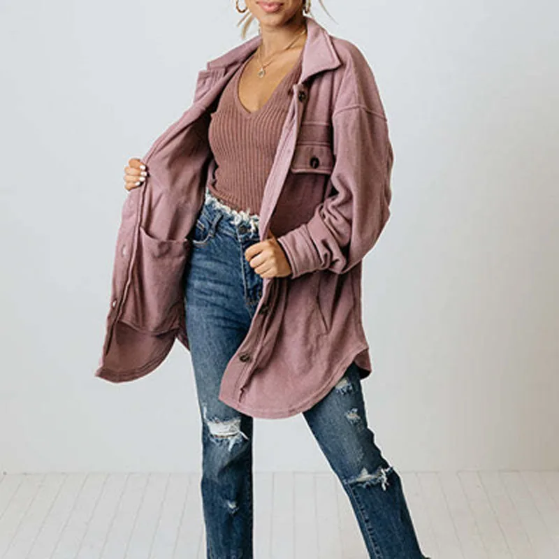 

Fashion Winter Multi Pockets Cargo Jackets Women Turn-down Collar Buttoned Cardigan Outwear Casual Solid Loose Long Sleeve Coat
