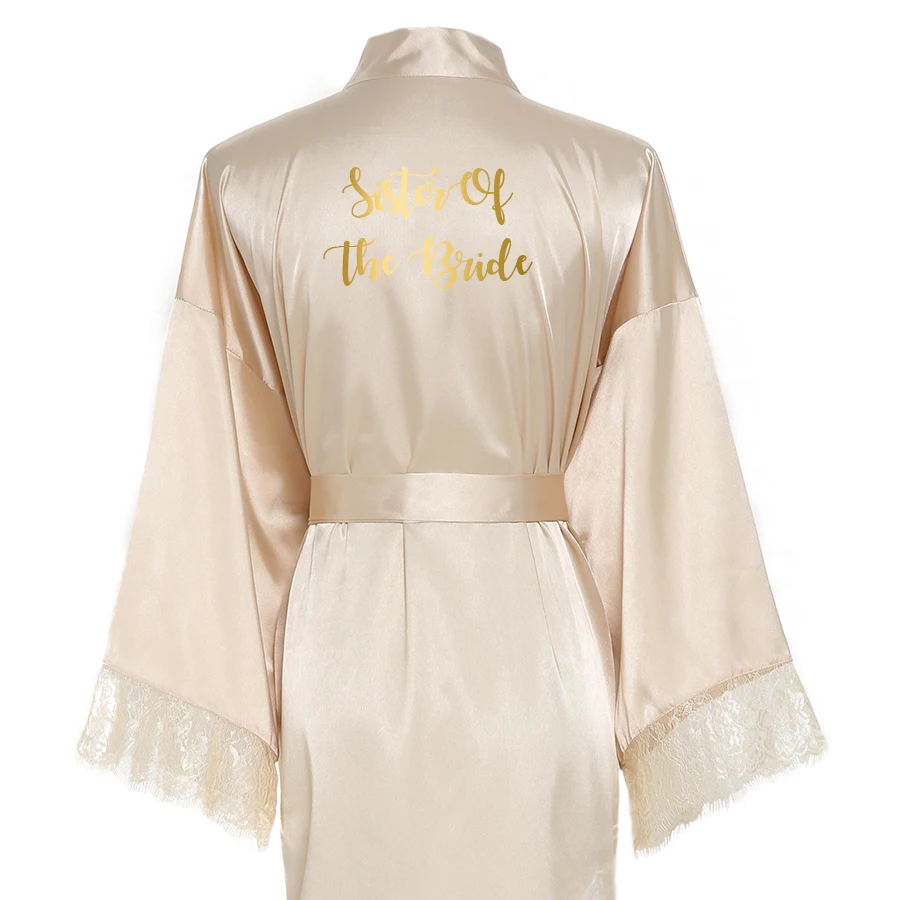 Silk Satin Lace Robes Bridesmaid Bride Robes Wedding Long Robe Bathrobe Lingerie Gown Sexy Nightgrowns Dressing