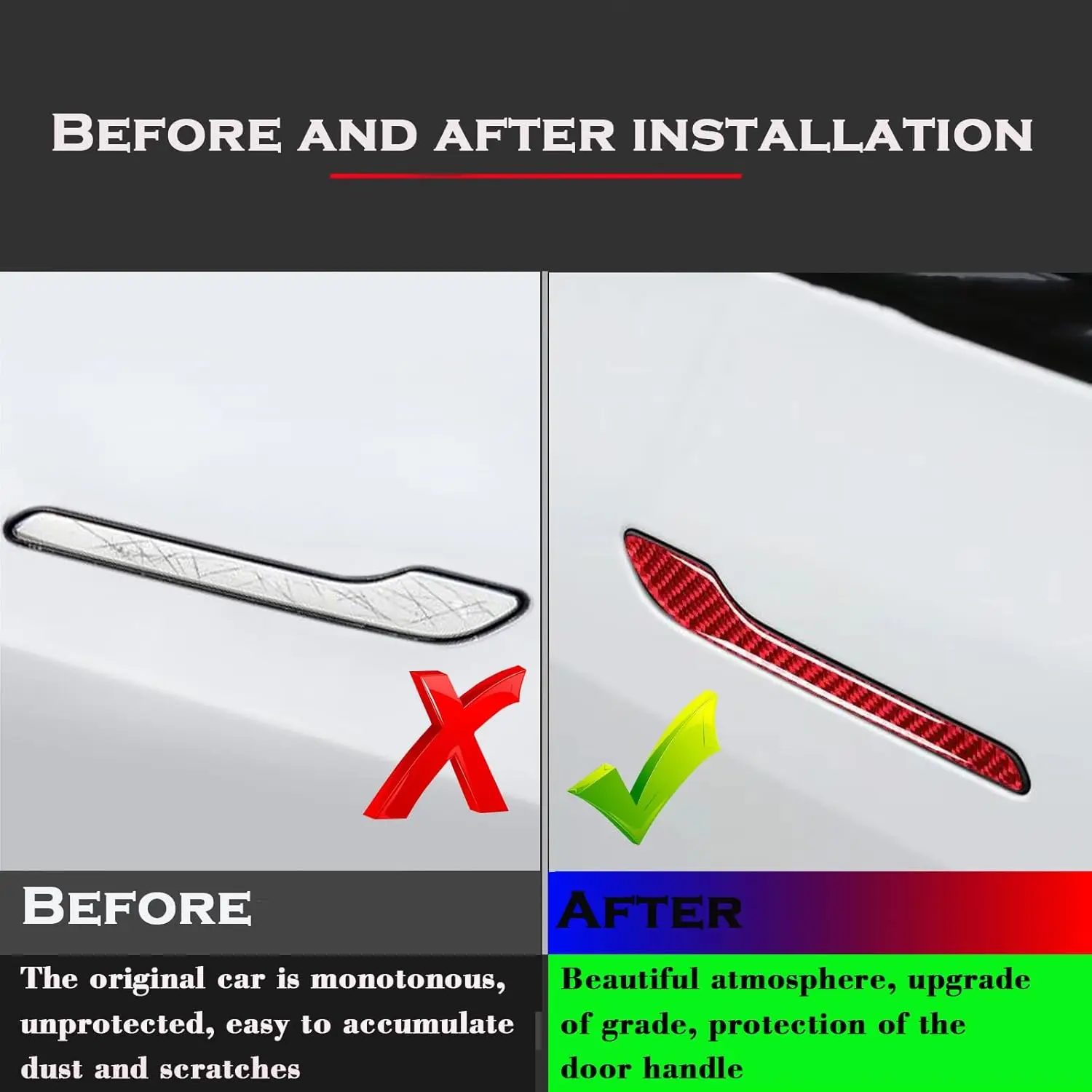 Tesla Model 3 Y Дверная ручка из углеродного волокна Декоративная защитная крышка 4