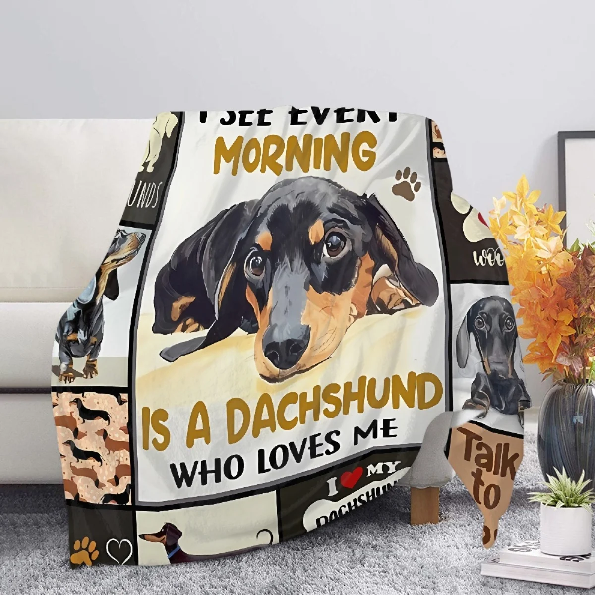 

TOADDMOS Dachshund Dog For Dog Lover Fleece Blankets Cozy Soft Adult Kids Bedroom Blanket Nap Thin Quilt for Hotel Home Office