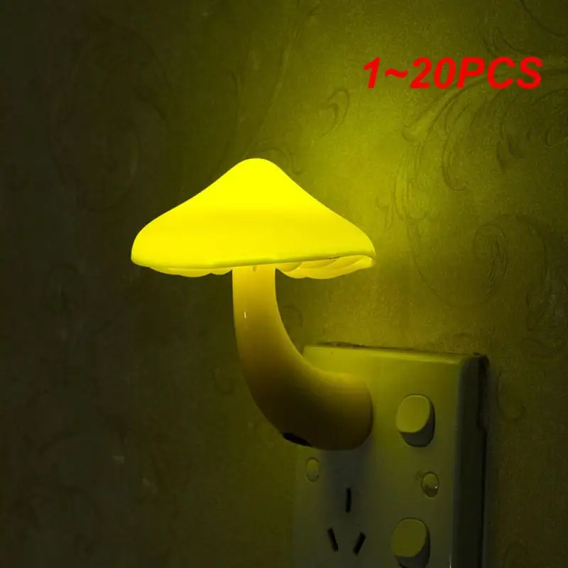 

1~20PCS Led Night Light Mini Mushroom Wall Lamp Light Control Induction Energy Saving Environmental Protection Bedroom Lamp Home