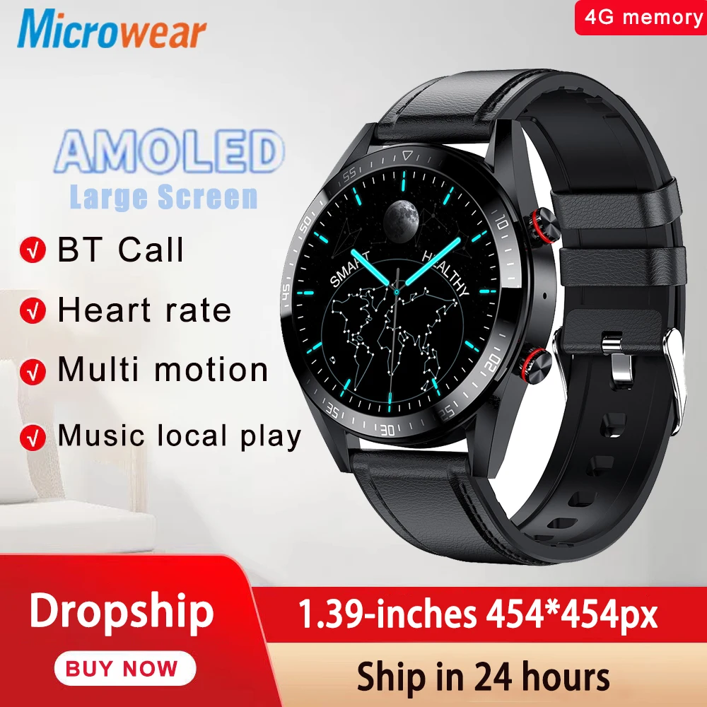 

2022 New Men 454*454 Screen Blue Tooth Call Smart Watch 4G Local Music Play Heart Rate Smartwatch For IOS Android TWS Earphones