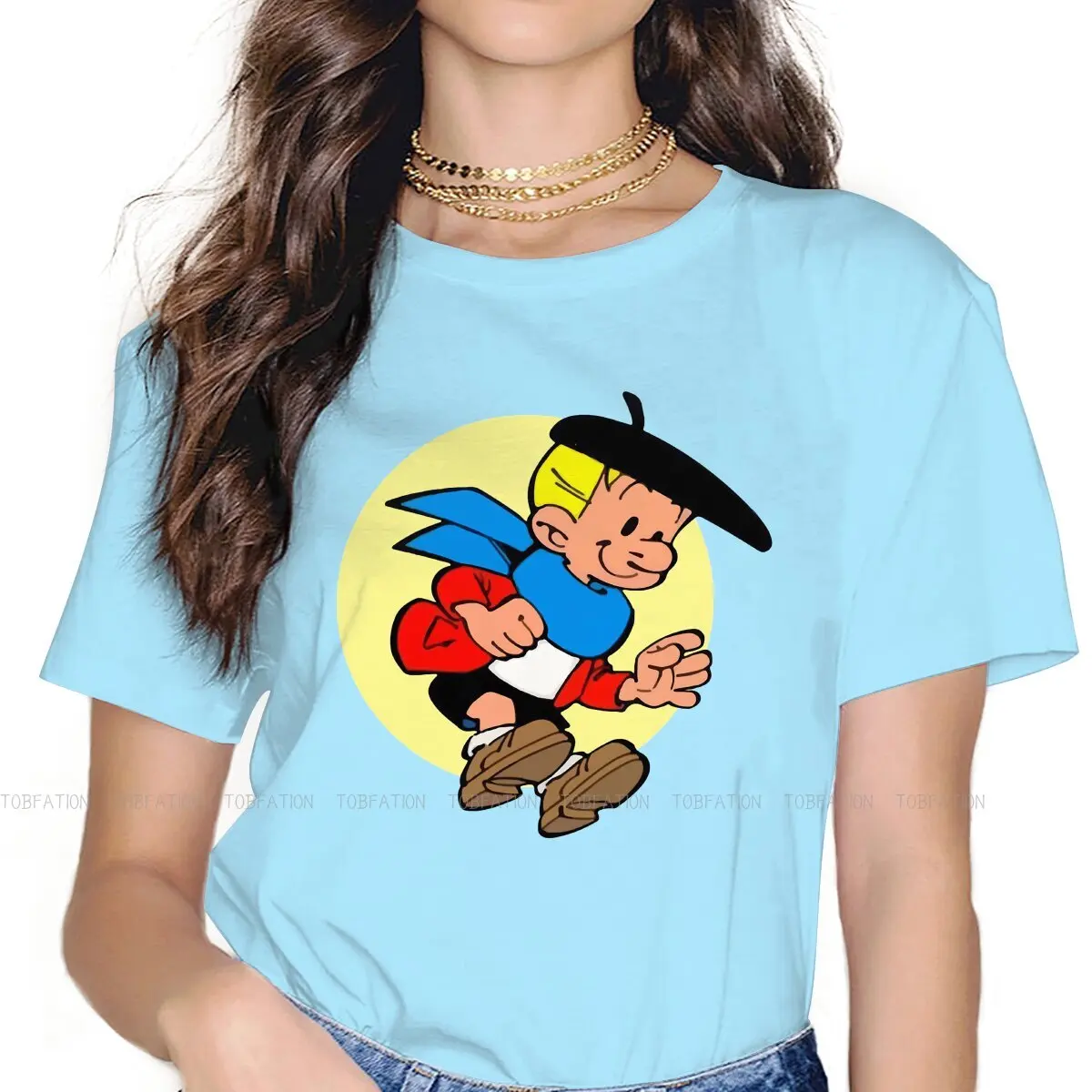 

Детские Женские рубашки Gaston Lagaffe Футболка "Манга" Harajuku, винтажная женская одежда