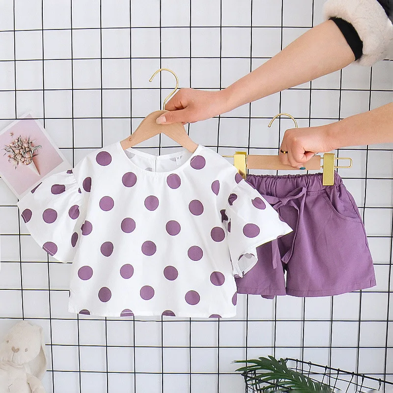 

Fashion Girls Sets Cute Simple O-Neck Puff Short Sleeve Tops Tee + Mid Waist Drawstring Wide Leg Shorts 2022 Trend 2 Piece Suits