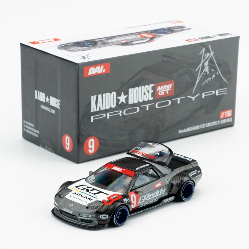 Фото Модель автомобиля Honda NSX Test Car Spec V1 из сплава, масштаб 1:64, Diecast Kaido House MINIGT №1