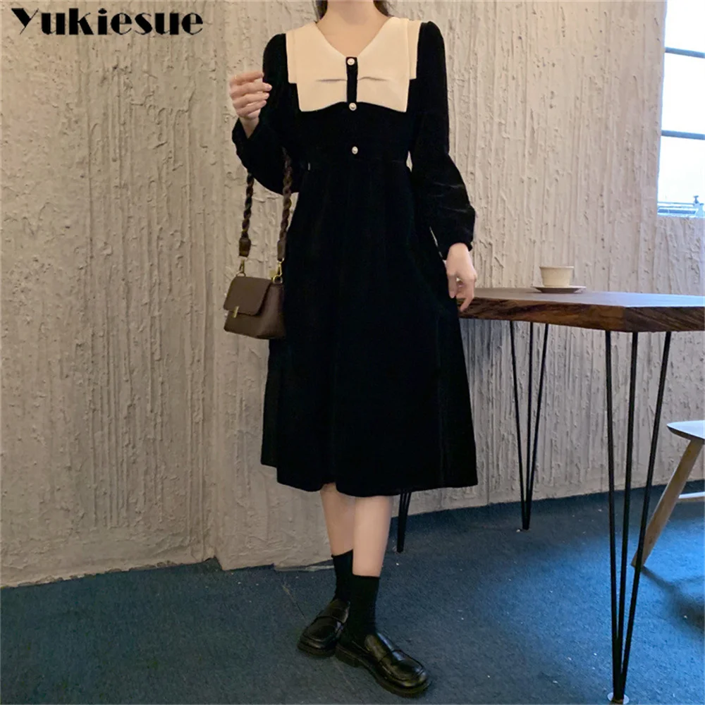 

Элегантное облегающее Сексуальное женское платье для женщин зимние вельветовые трапециевидные черные вечерние платья с длинным рукавом ж...