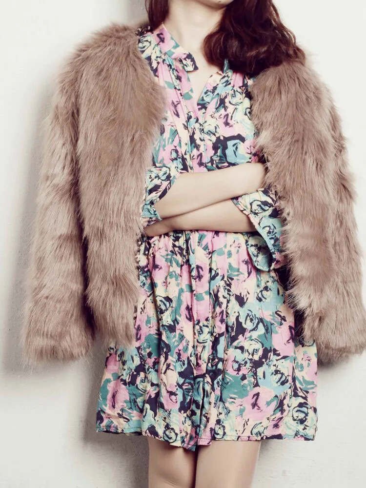 Faux Fox Fur Coat Warm Women's Winter Clothes Free Shipping Elegant Europe and America 2022 Fluffy Jacket Luxury Designer Tricot