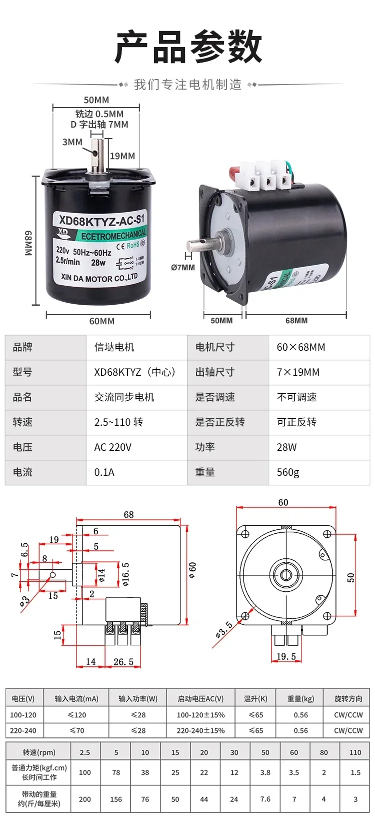 Высокий крутящий момент 100 кг 28 Вт переменный ток 220 В синхронный двигатель с