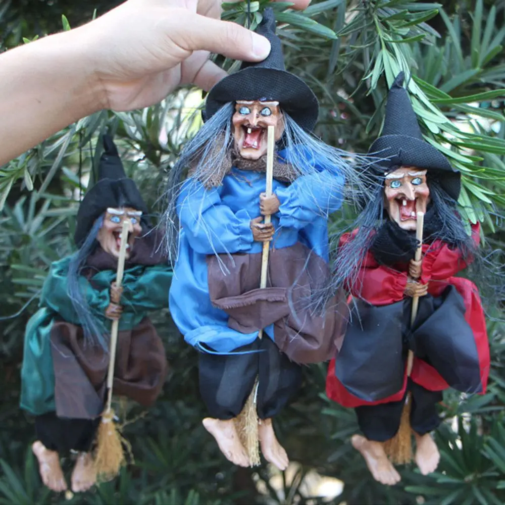 

New Doll Ornaments DIY Decoration Garden Bar Decor Halloween Witch Figurine Ghost Festival Witch Pendant Hanging Doll