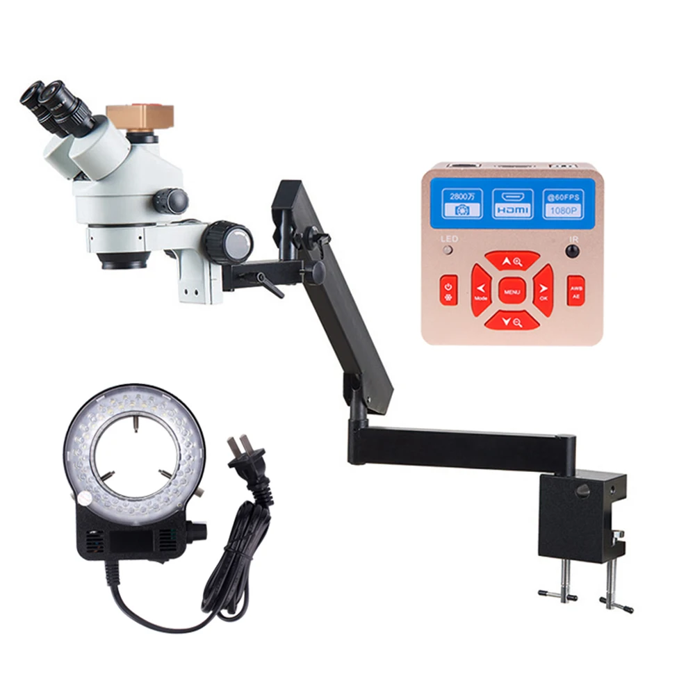 

7X-45X Тринокулярный Стерео микроскоп зум-объектив с камерой простой дизайн HD увеличительное стекло для обучения тринокулярный микроскоп