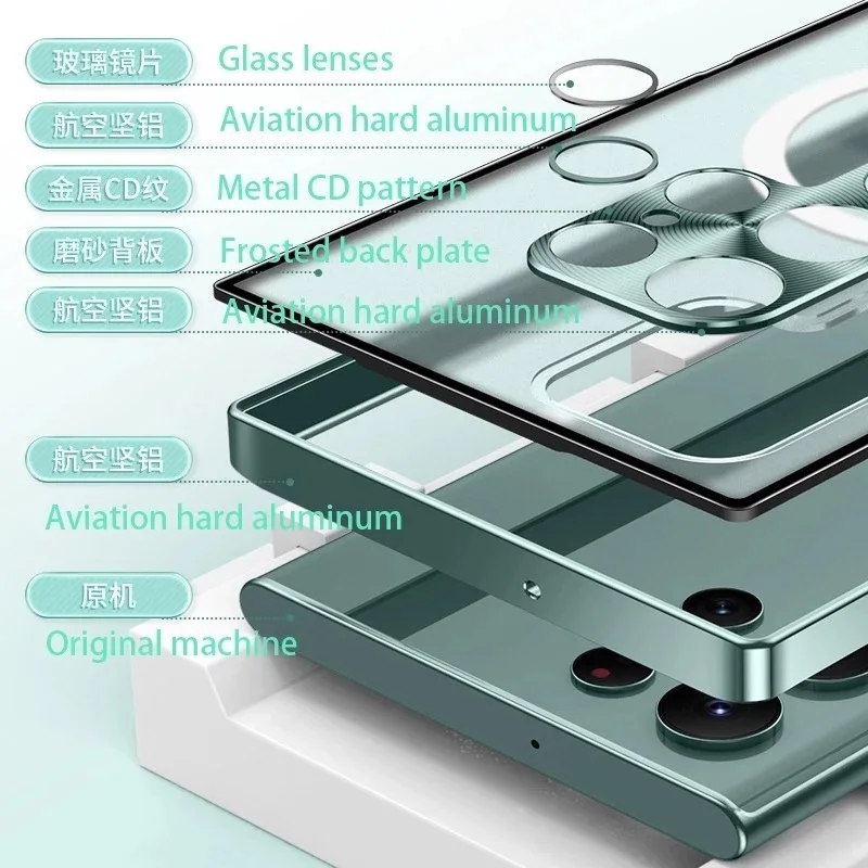New Magnetic Samsung S22 S21 Note 20 Ultra Case for Samsung Galaxy S22 S21 Plus S20 S21FE Metal Aluminum Alloy Frosted Slim Case