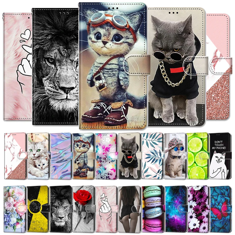 

Fashion Funny Painted Flip Cover For Xiaomi Redmi9 A C Redmi Note9 S Note 9Pro 9S 9 Pro Max 9A 9C Card Slot Wallet Leather Case