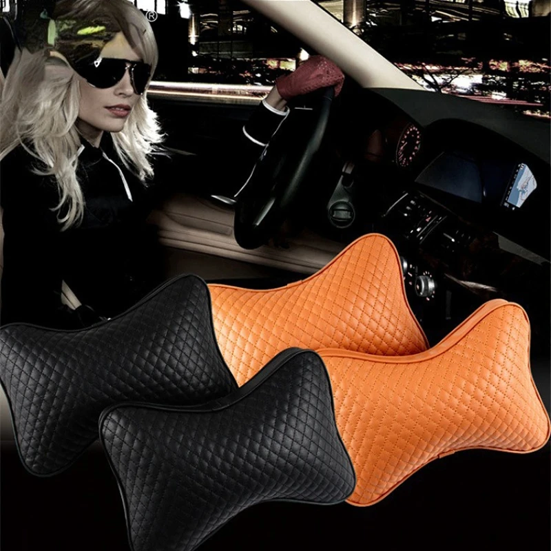 

1 pair Luxury Linen material car headrest pillow Unisex Breathable Auto Neck Rest Headrest Cushion Pillows 4 seasons Universal