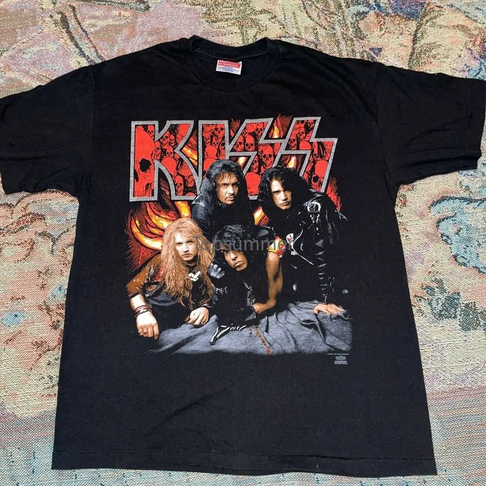 

Vintage 90S Kiss Revenge T-Shirt Tour Size Large Pop Metal Rock Band 1992