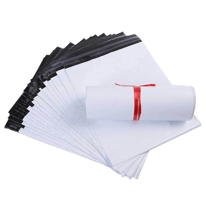 50Pcs White Poly Mailer Shipping Bag Waterproof Envelopes Mailbag Self Seal Post Transport Bags Courier Plastic Packaging Bags