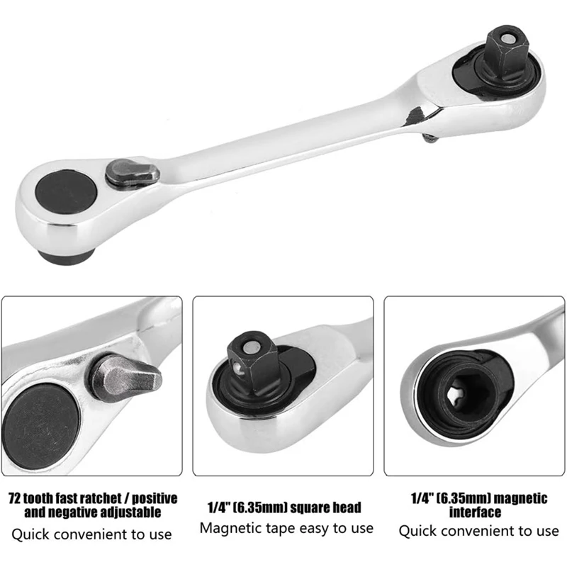 A53Q-1/4 дюйма мини-ключ с трещоткой 72 зубца приводной ключ храповым механизмом