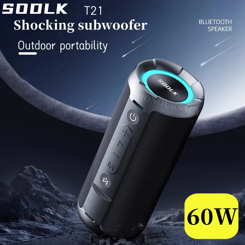 

60 Вт большой мощности портативный красочный RGB модный Bluetooth-динамик Водонепроницаемый Кемпинг Семейная фотография домашний кинотеатр тяжелый бас SODLK T21