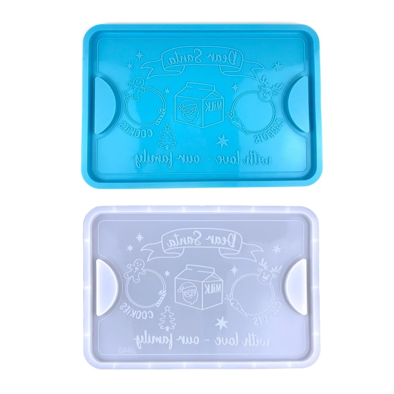 

Christmas Large Resin Tray Molds Silicone Santa Claus Mold for Epoxy Resin Mold with Handles Coaster Mold for Home Decor
