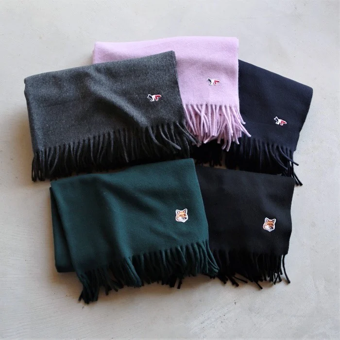 

2021 Autumn and Winter New Product Classic Three-color Fox Embroidery Woman Wool Scarf Keep warm Shawl