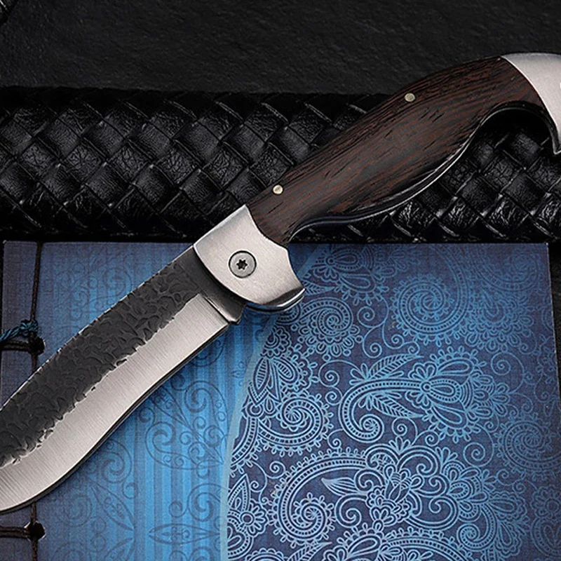 Карманный складной нож из дамасской стали 58HRC