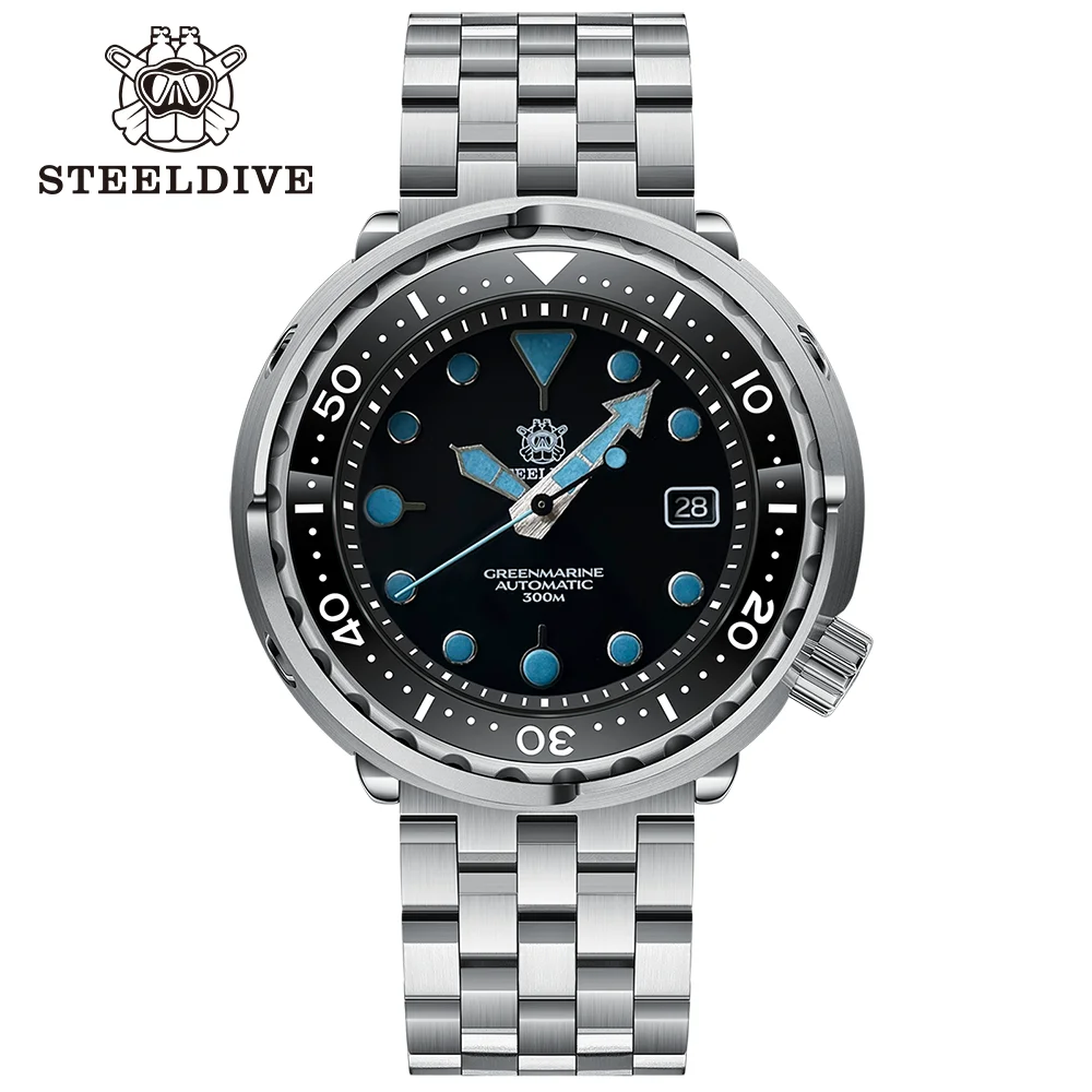 

SD1975T STEELDIVE Color Tuna Can Ceramic Bezel 300M Waterproof 316L Case NH35 Super C3 BGW9 Luminous Mechanical Dive Wristwatch