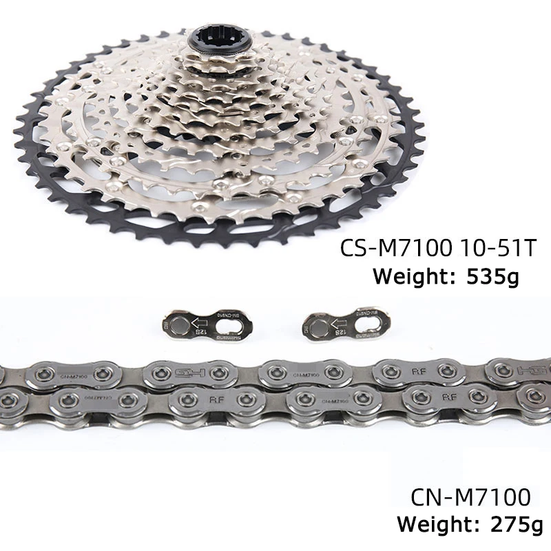 Фото Набор переключателей передач SHIMANO SLX M7100, 12 скоростей, для горных велосипедов, задний переключатель передач 10-51T, кассета Microspline, M7100 chain №3