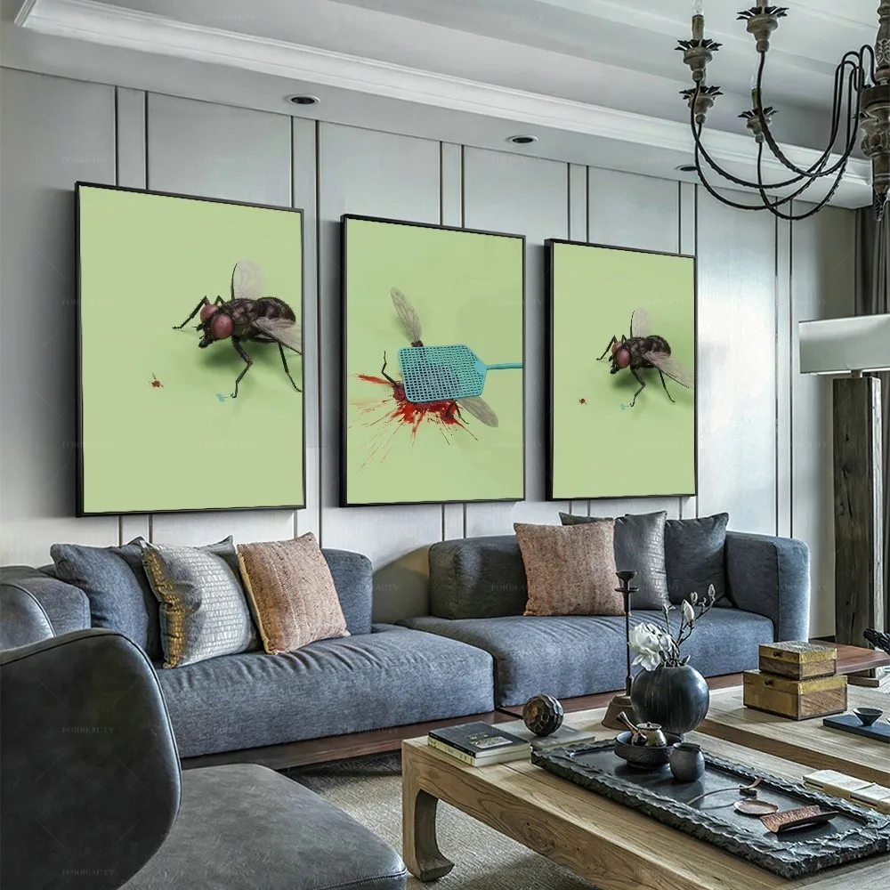 

Водостойкая Картина на холсте Forbeauty с изображением мух, нанесенным распылением, может использоваться вне помещений, картины маслом для украшения спальни