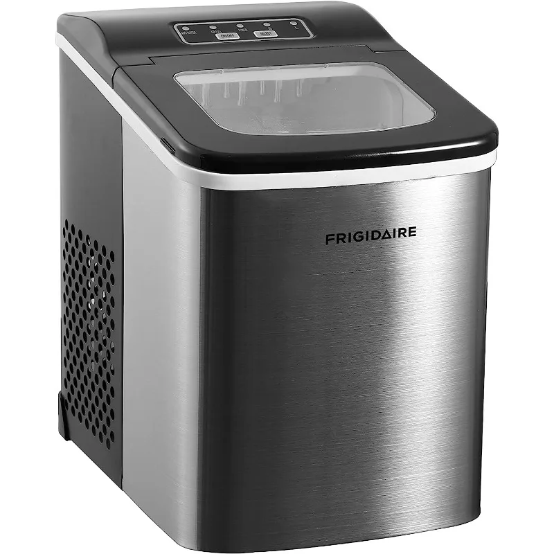 

Frigidaire Compact Countertop Ice Maker, Makes 26 Lbs. Of Bullet Shaped Ice Cubes Per Day, Silver Stainless