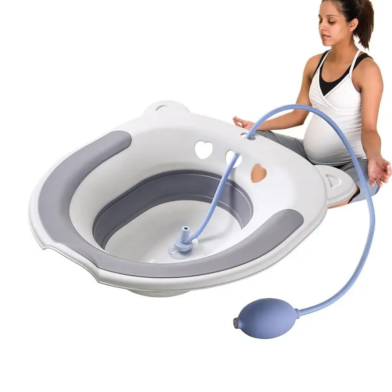 

Sitz Bath For Toilet Seat Foldable Sit Bath Pan For Hemorrhoids Postpartum Care Fissures Sitz Bath Toilet With Flusher Tube