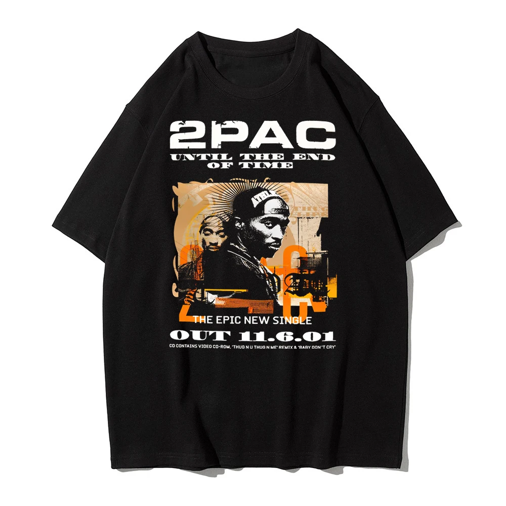

Tupac T Shirts Men Hip Hop Rock Vintage Shirts 100%Cotton Casual Summer Man Clothing Two PAC Graphics Tee Y2K Popular Streetwea