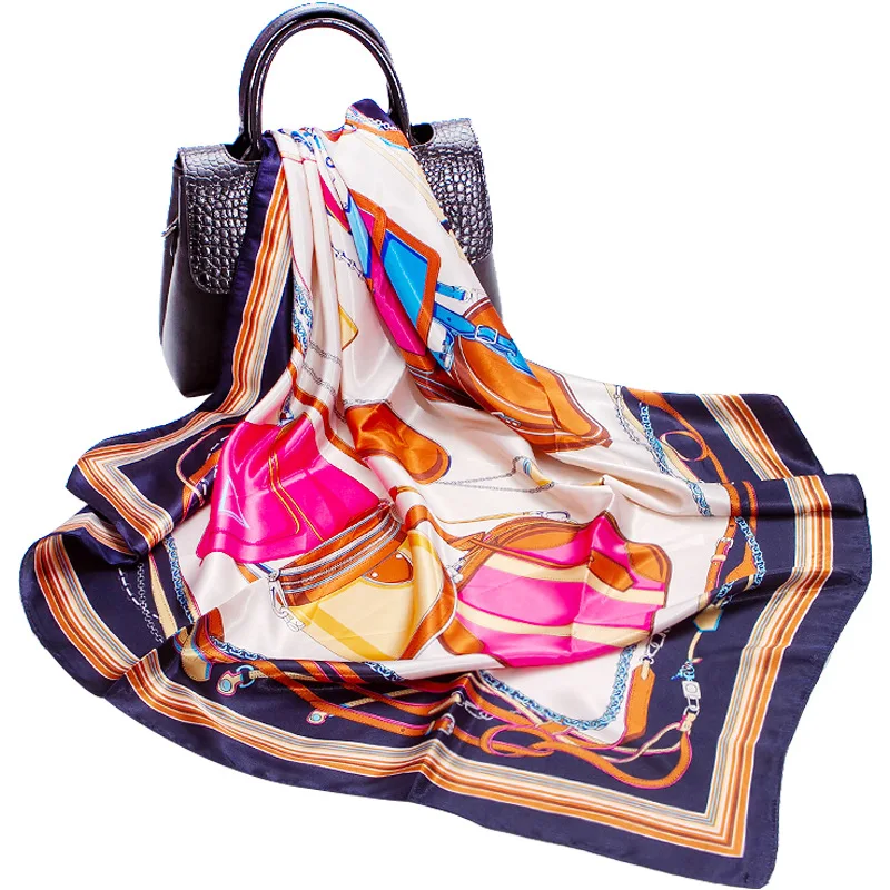 Новинка 2021 женская модель 90 см модная сумка шарф с принтом сатиновый атласный