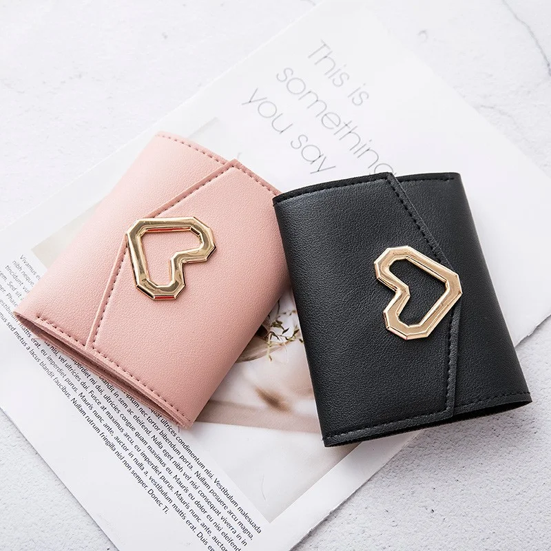 

Women Wallet Black/Blue/Pink Short Female Purse Fashion Credit Card Holder Wallet Case PU Leather Coin Purse 2023 Money Card Bag
