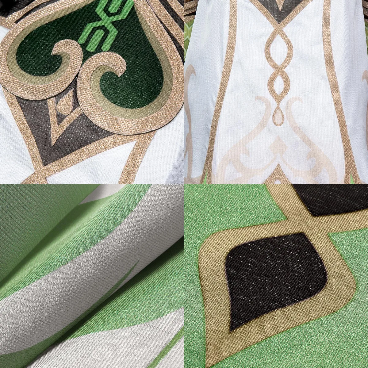 Костюм косплея Nahida из игры Genshin Impact с париком, полный комплект женского бога Sumeru Dendro, включая платье и уши. Синтетические волосы, устойчивые к теплу.