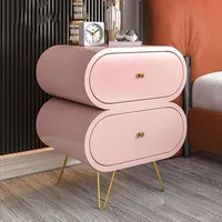 Bedside Nordic Solid Wood Bedside Table Cabinet Makeup Storage Golden Stainless Steel Legs Nightstand Smart Furniture AA50BT