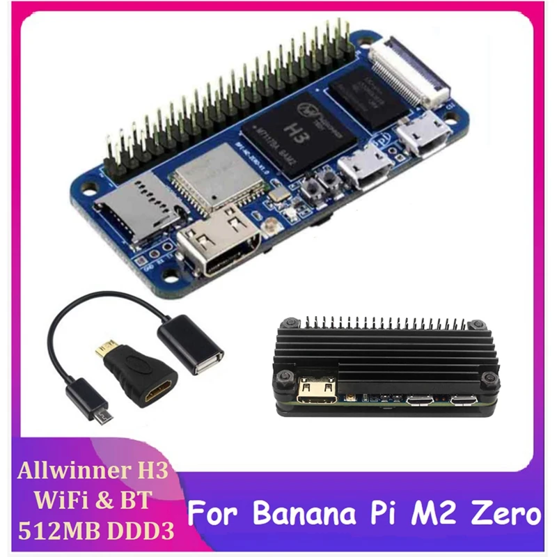

Материнская плата + алюминиевый чехол + 512 МБ Allwinner H3 + USB-кабель Quad Core Для бананов Pi BPI-M2 Zero