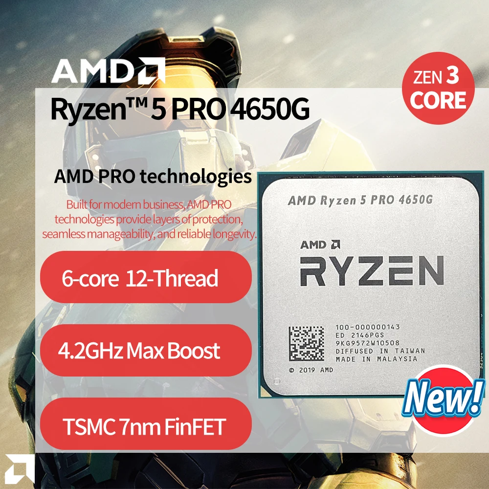 

NEW AMD Ryzen 5 PRO 4650G R5 PRO 4650G 3.7 GHz Six-Core twelve-Thread 65W CPU Processor L3=8M 100-000000143 Socket AM4 NO FAN