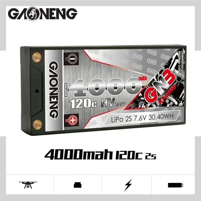 Фото Аккумулятор GNB Lipo 2S 7.4V 7.6V 4000mAh 120C 140C 160C HV Shorty в жестком корпусе с разъемом EC3 5 мм для радиоуправляемых моделей автомобилей и лодок №1
