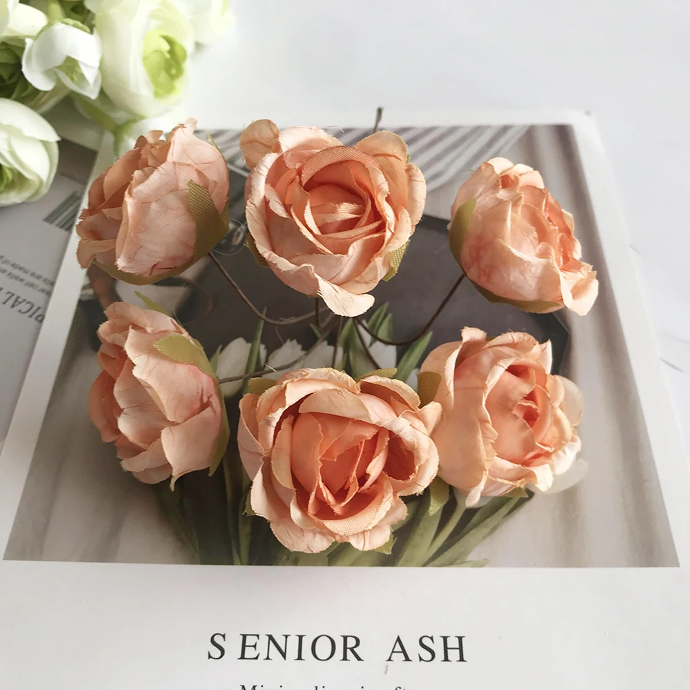 

Искусственные чайные розы шелка, 6 штук