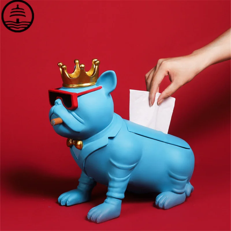 

GUANG BAO TA Nordic Gang Dog Sculpture Home Desktop Decoration Modern Art Animal Statue Room Tissue Box Crafts Figurine R5785