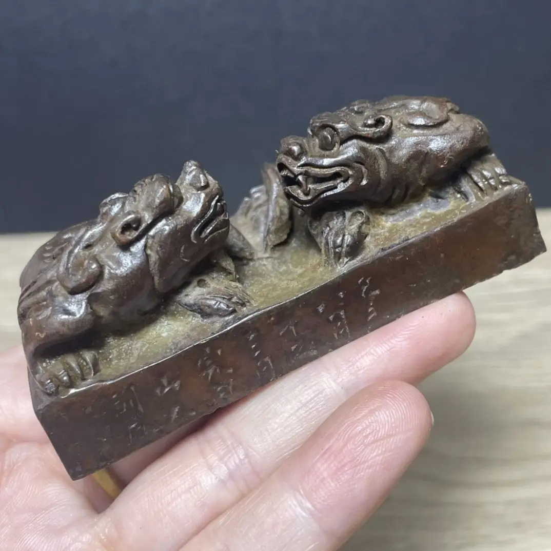 благоприятный зверя печать гравировка старых товаров Pixiu медная счастливая