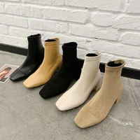 korean women boots 2022 fashion modern boots autumn winter new ankle mid tube shoes woman casual high heeled boots ladies shoes